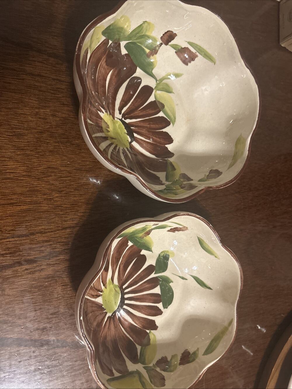 Hand Painted Ceramic Decorative Bowels - Brown, Green
